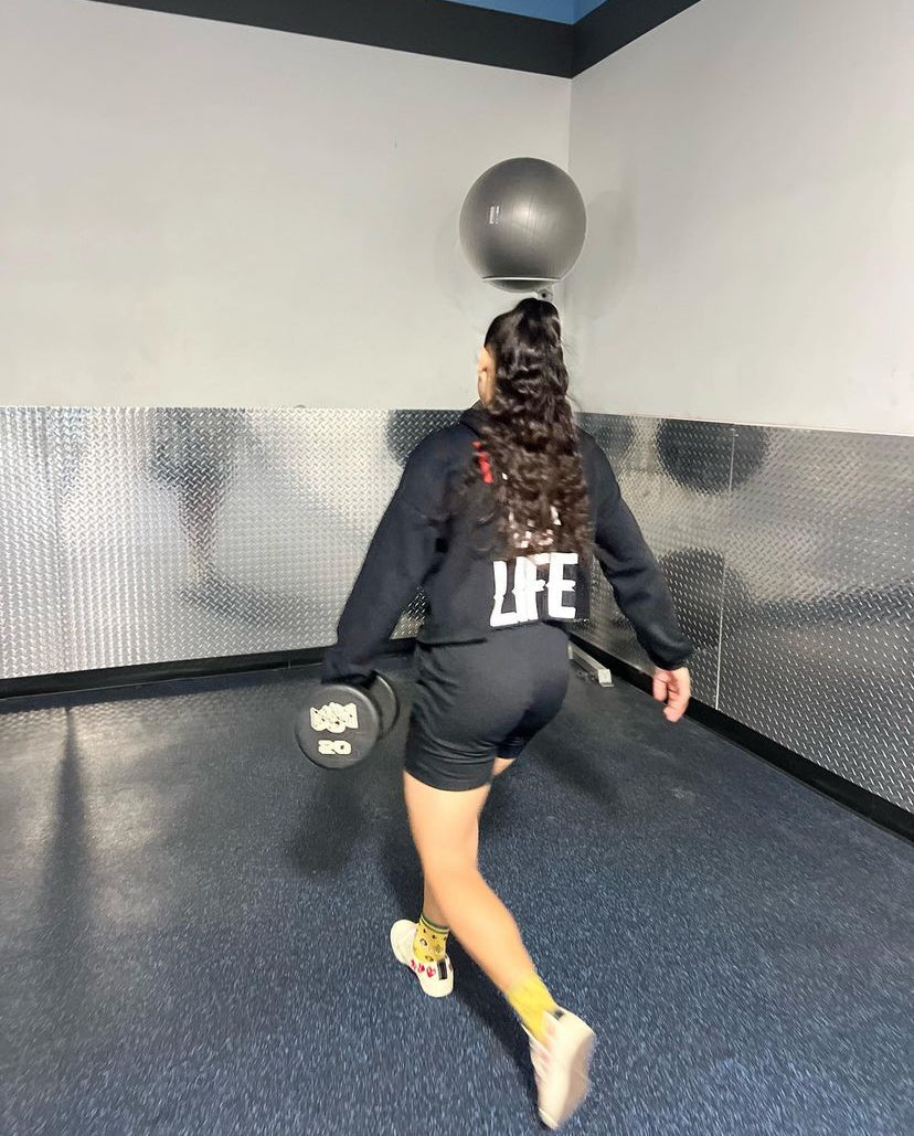 WURKS Ahtletics; I Train For Life Not Likes - Woman Crop Hoodie